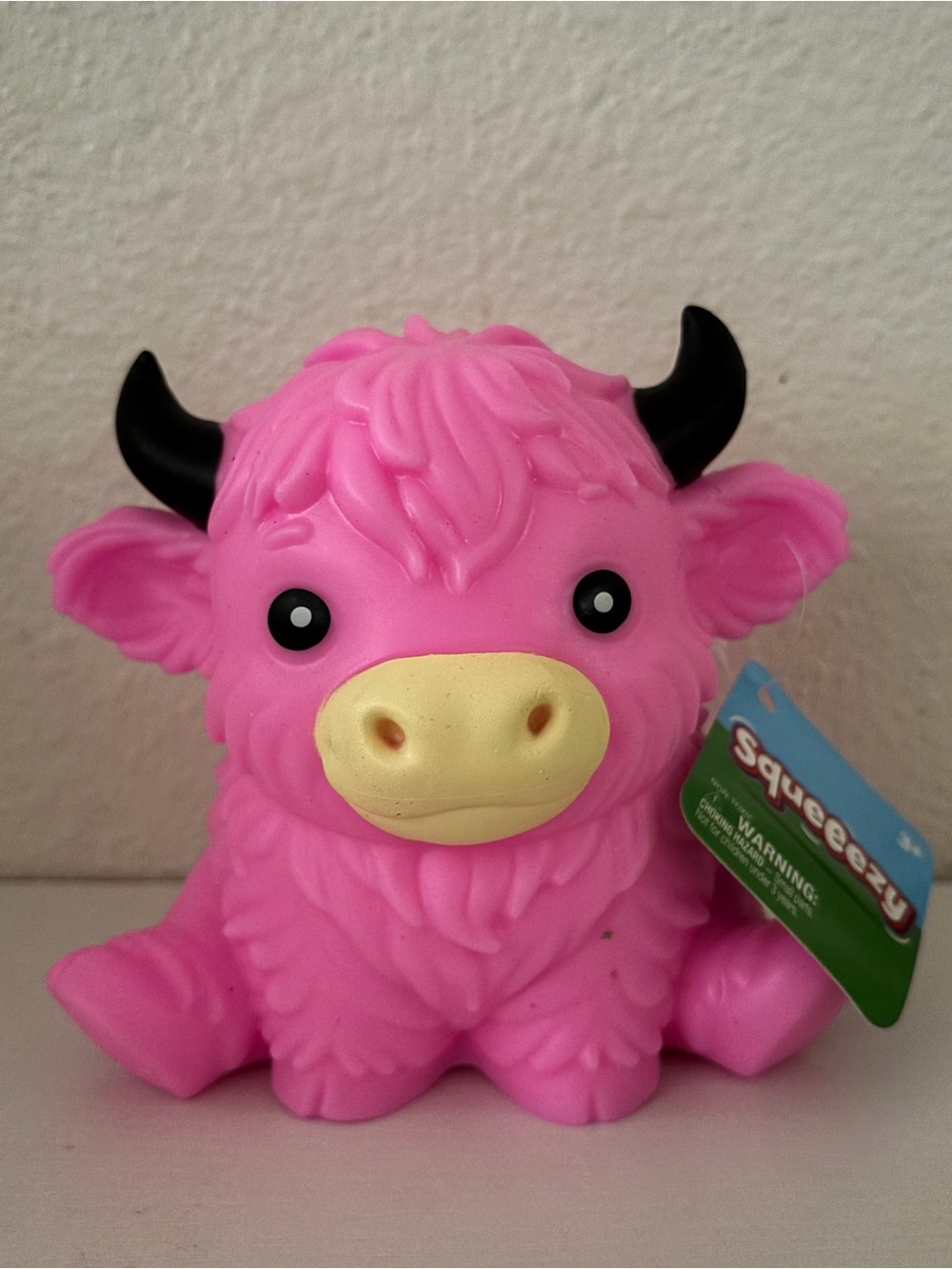 Pink Highland Cow Squeaky Toy - Kids Plush Bath Toy